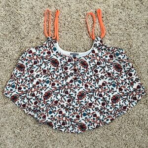 Charlotte Russe Floral Crop Top Tank with Orange Accents